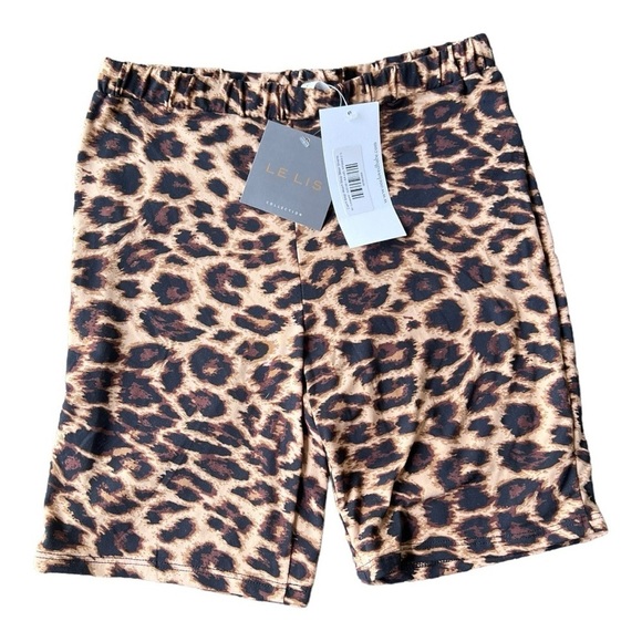 Women leopard print short biker yoga workout brown black collection size M - Picture 1 of 7